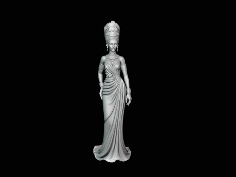 Elegant Evening Gown Lady Statue Design 2 - 3D Print Model 3D Print Model