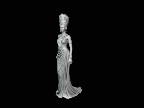Elegant Evening Gown Lady Statue Design 2 - 3D Print Model 3D Print Model