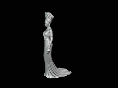 Elegant Evening Gown Lady Statue Design 2 - 3D Print Model 3D Print Model