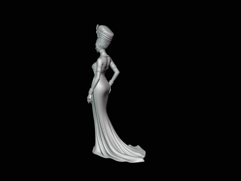 Elegant Evening Gown Lady Statue Design 2 - 3D Print Model 3D Print Model