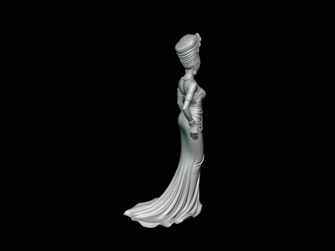 Elegant Evening Gown Lady Statue Design 2 - 3D Print Model 3D Print Model