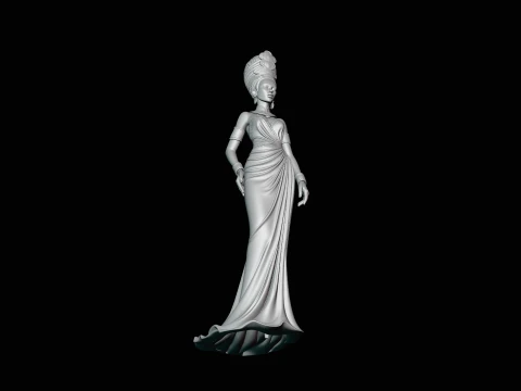 Elegant Evening Gown Lady Statue Design 2 - 3D Print Model 3D Print Model