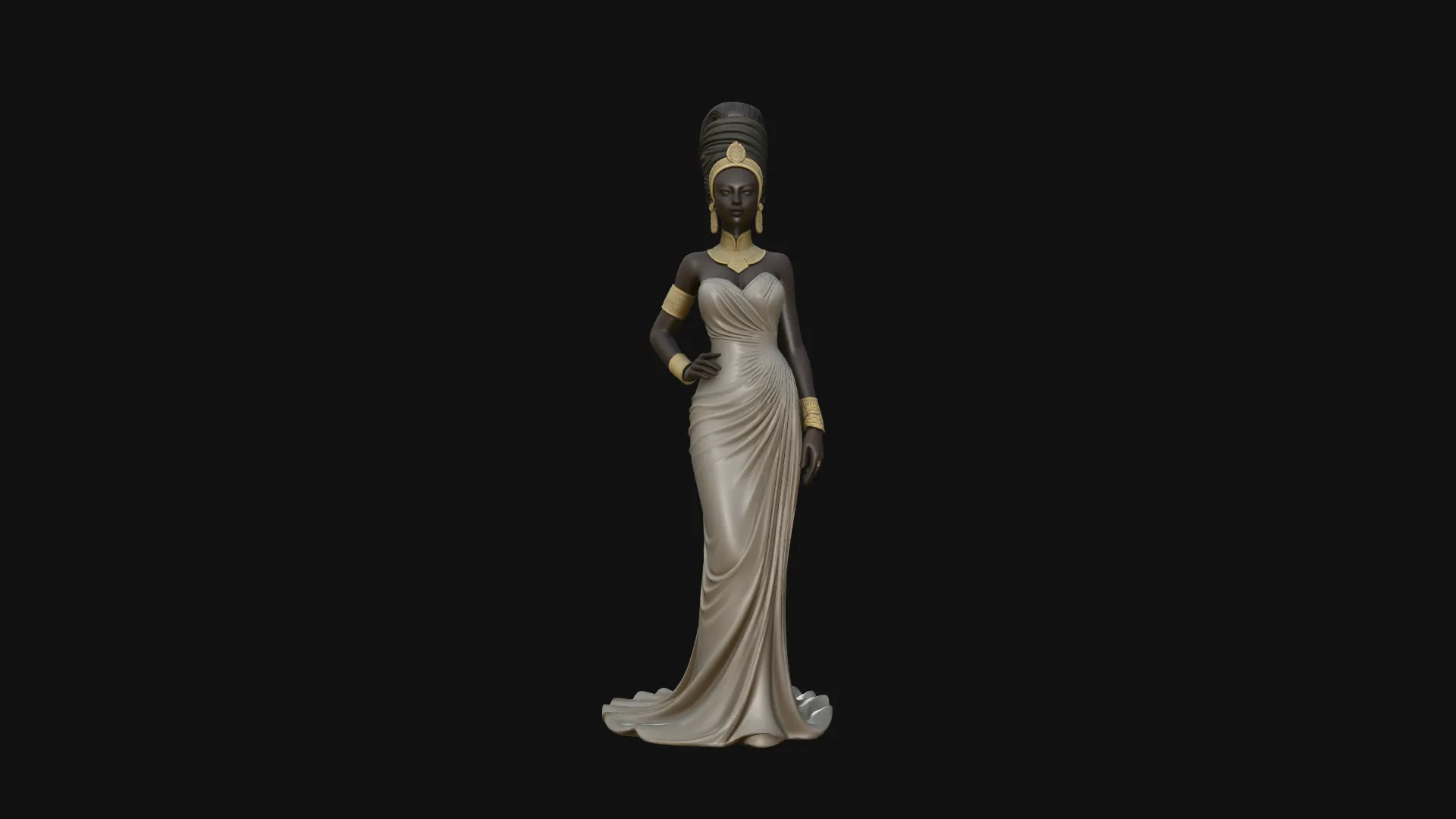 Elegant Evening Gown Lady Statue Design 3 - 3D Print Model 3D Print Model .c4d .max .obj .3ds .fbx .stl .blend 