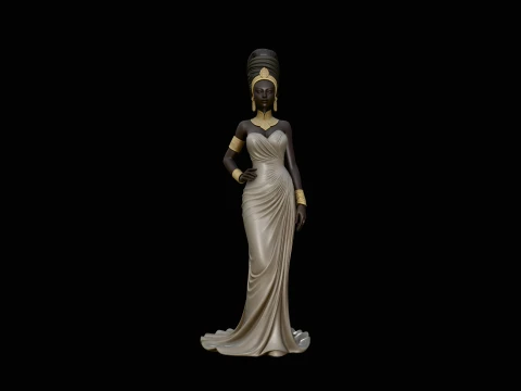 Elegant Evening Gown Lady Statue Design 3 - 3D Print Model 3D Print Model