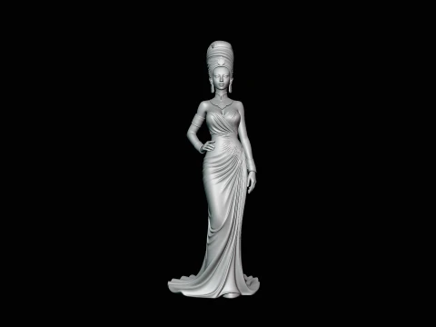 Elegant Evening Gown Lady Statue Design 3 - 3D Print Model 3D Print Model