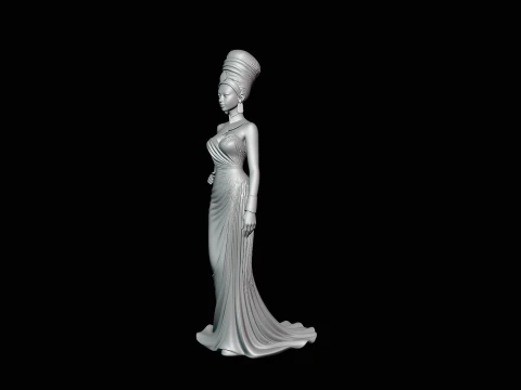 Elegant Evening Gown Lady Statue Design 3 - 3D Print Model 3D Print Model