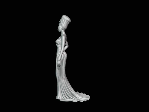 Elegant Evening Gown Lady Statue Design 3 - 3D Print Model 3D Print Model