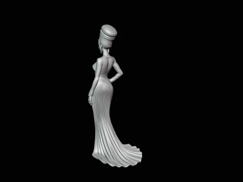 Elegant Evening Gown Lady Statue Design 3 - 3D Print Model 3D Print Model