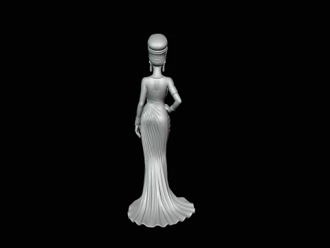 Elegant Evening Gown Lady Statue Design 3 - 3D Print Model 3D Print Model