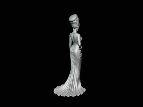 Elegant Evening Gown Lady Statue Design 3 - 3D Print Model 3D Print Model