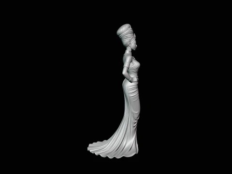 Elegant Evening Gown Lady Statue Design 3 - 3D Print Model 3D Print Model