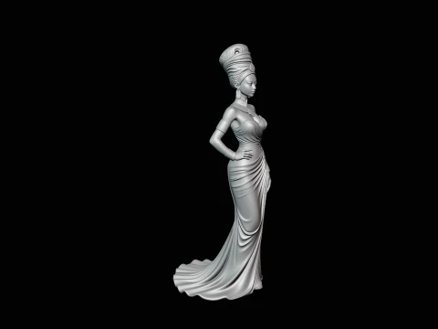 Elegant Evening Gown Lady Statue Design 3 - 3D Print Model 3D Print Model