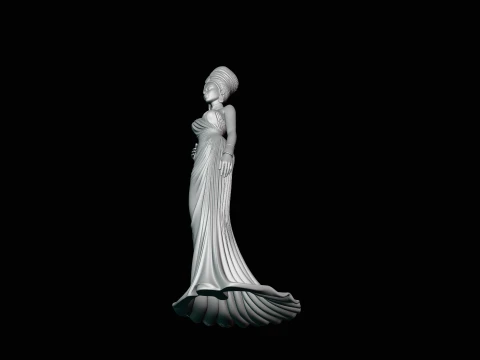 Elegant Evening Gown Lady Statue Design 3 - 3D Print Model 3D Print Model