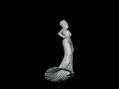 Elegant Evening Gown Lady Statue Design 3 - 3D Print Model 3D Print Model