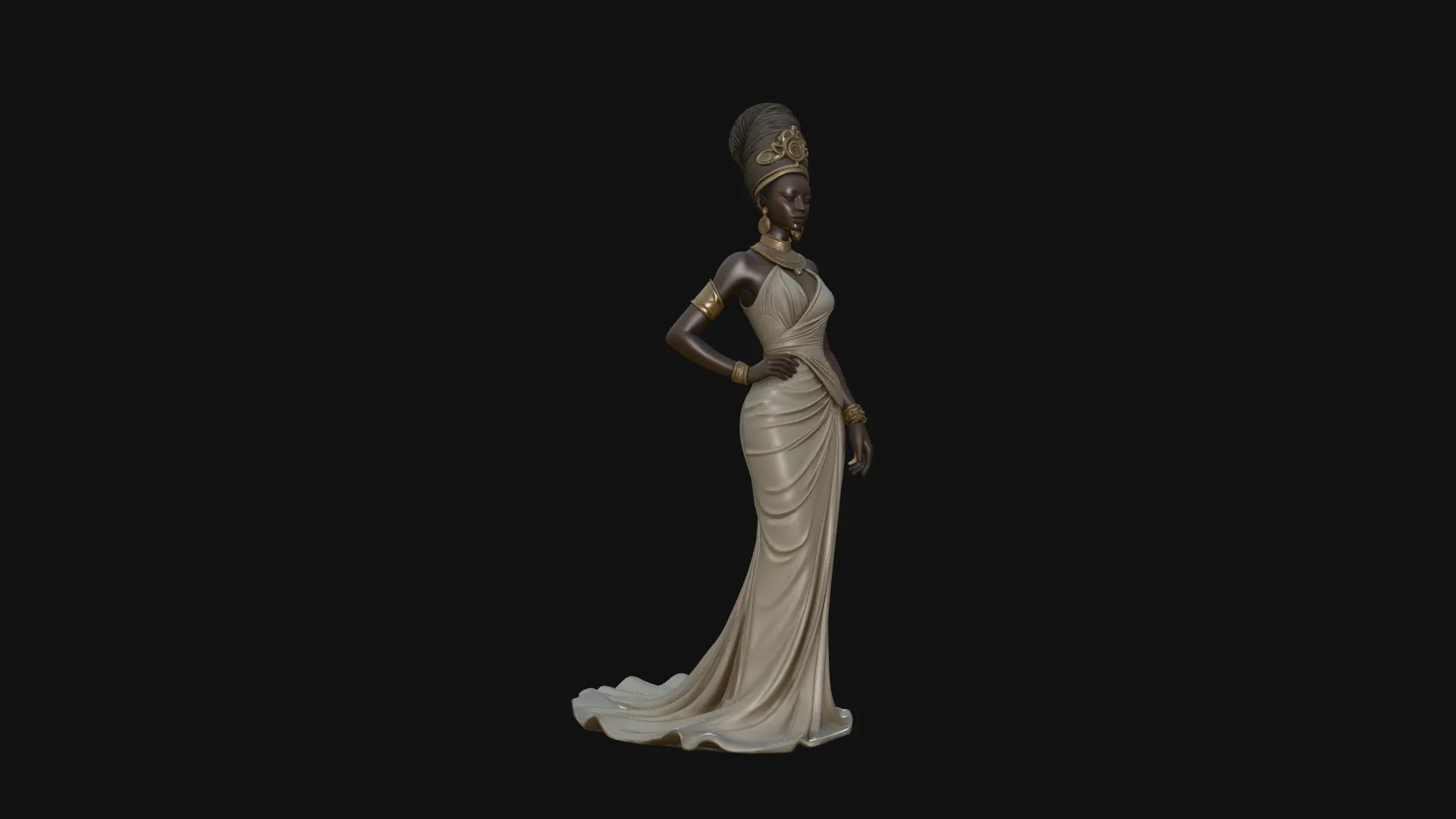 Elegant Evening Gown Lady Statue Design 4 - 3D Print Model 3D Print Model .c4d .max .obj .3ds .fbx .stl .blend 