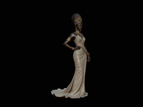 Elegant Evening Gown Lady Statue Design 4 - 3D Print Model 3D Print Model