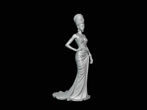 Elegant Evening Gown Lady Statue Design 4 - 3D Print Model 3D Print Model