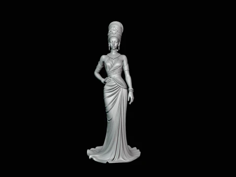 Elegant Evening Gown Lady Statue Design 4 - 3D Print Model 3D Print Model