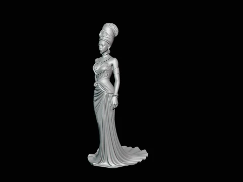 Elegant Evening Gown Lady Statue Design 4 - 3D Print Model 3D Print Model