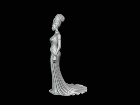 Elegant Evening Gown Lady Statue Design 4 - 3D Print Model 3D Print Model