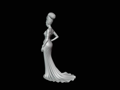 Elegant Evening Gown Lady Statue Design 4 - 3D Print Model 3D Print Model