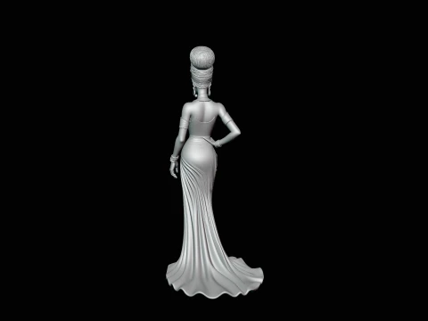 Elegant Evening Gown Lady Statue Design 4 - 3D Print Model 3D Print Model