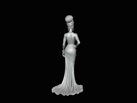 Elegant Evening Gown Lady Statue Design 4 - 3D Print Model 3D Print Model