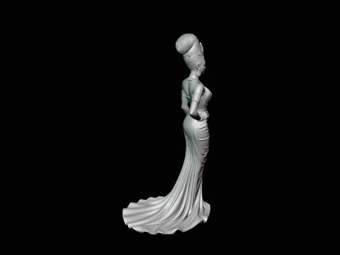 Elegant Evening Gown Lady Statue Design 4 - 3D Print Model 3D Print Model