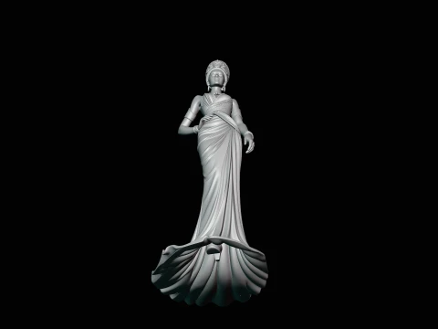 Elegant Evening Gown Lady Statue Design 4 - 3D Print Model 3D Print Model