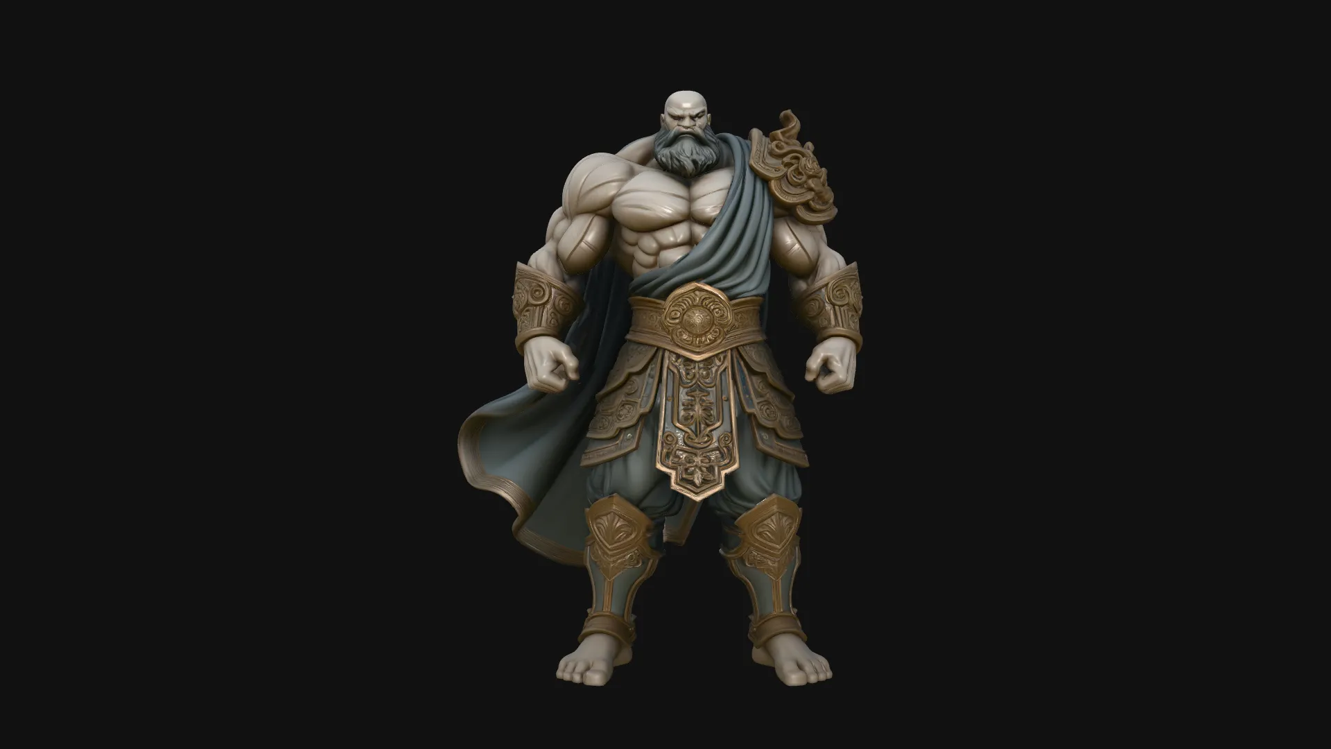 Bearded Warrior God Statue Design 1 - 3D Print Model 3D Print Model .c4d .max .obj .3ds .fbx .stl .blend 