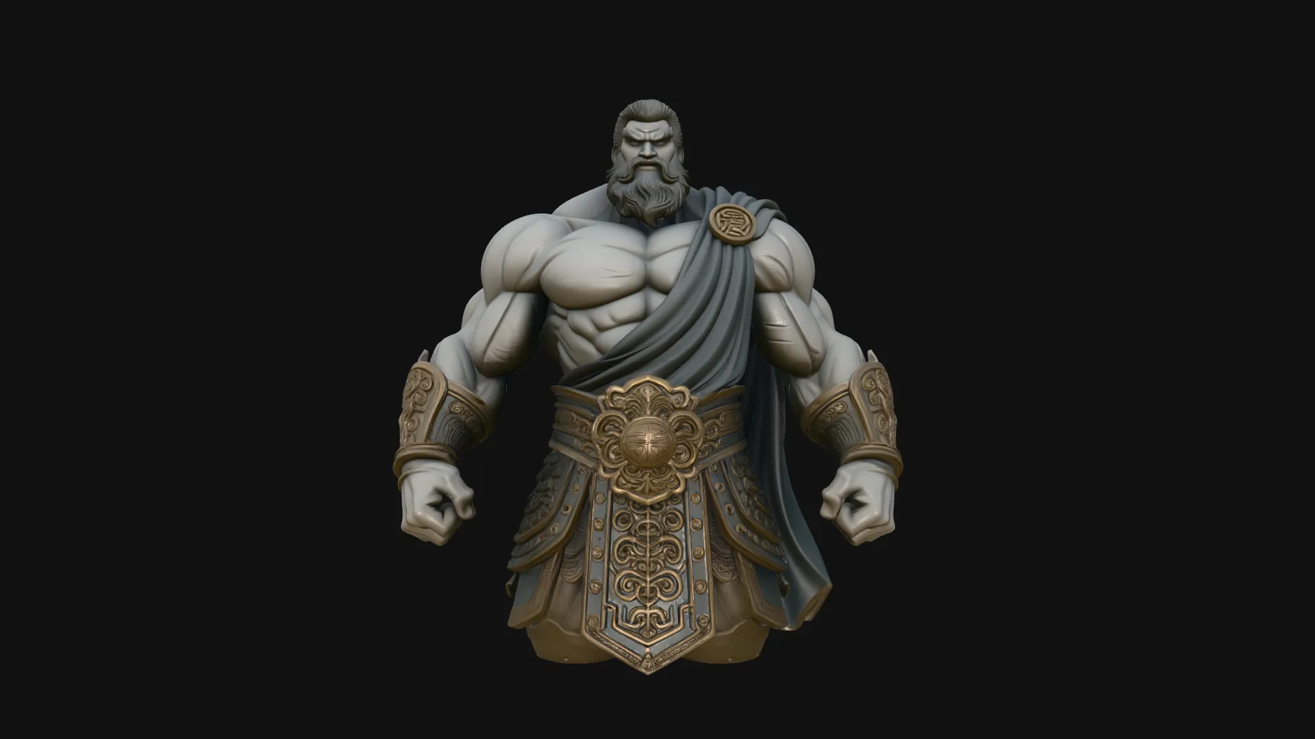 Bearded Warrior God Statue Design 2 - 3D Print Model 3D Print Model .c4d .max .obj .3ds .fbx .stl .blend 