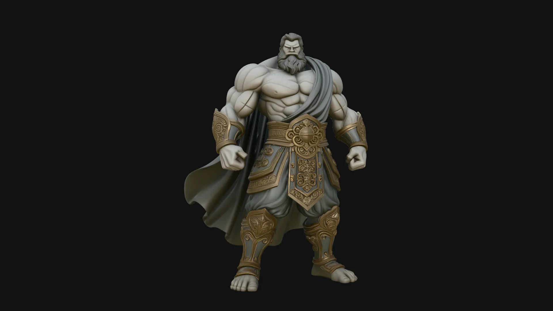 Bearded Warrior God Statue Design 3 - 3D Print Model 3D Print Model .c4d .max .obj .3ds .fbx .stl .blend 