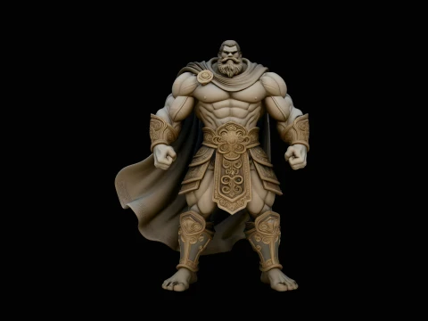 Bearded Warrior God Statue Design 4 - 3D Print Model 3D Print Model