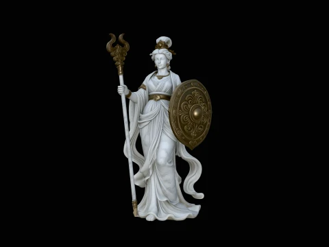 Goddess with Spear and Shield Statue Design 1 - 3D Print Model 3D Принт Модель