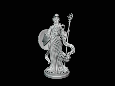 Goddess with Spear and Shield Statue Design 3 - 3D Print Model 3D Print Model