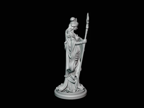 Goddess with Spear and Shield Statue Design 3 - 3D Print Model 3D Print Model