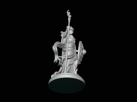 Goddess with Spear and Shield Statue Design 3 - 3D Print Model 3D Print Model