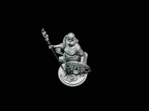Goddess with Spear and Shield Statue Design 3 - 3D Print Model 3D Print Model