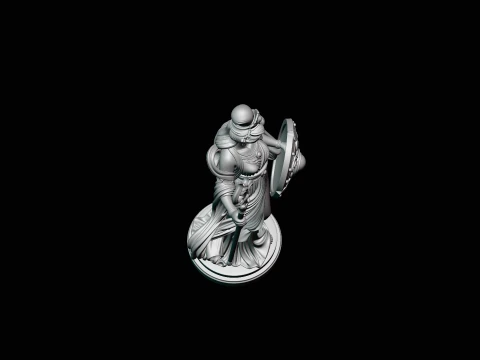 Goddess with Spear and Shield Statue Design 3 - 3D Print Model 3D Print Model