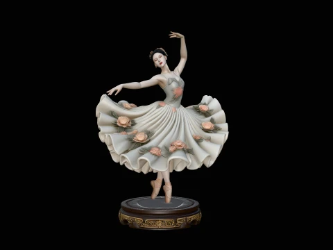 Rose Dress Ballerina Statue Design 3 - 3D Print Model 3D Print Model