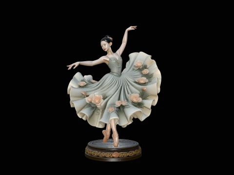 Rose Dress Ballerina Statue Design 4 - 3D Print Model 3D Print Model