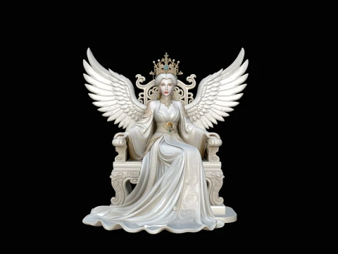Winged Goddess on Throne Statue Design 6 - 3D Print Model 3D Print Model