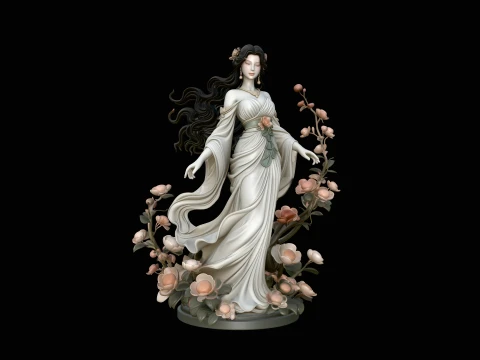 Rose Garden Lady Statue Design 1 - 3D Print Model 3D Print Model