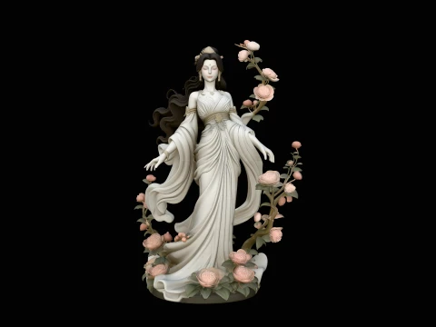 Rose Garden Lady Statue Design 2 - 3D Print Model 3D Принт Модель