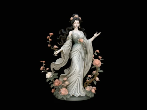 Rose Garden Lady Statue Design 3 - 3D Print Model Model do druku 3D