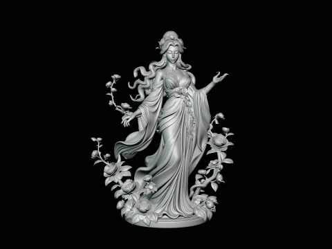 Rose Garden Lady Statue Design 3 - 3D Print Model 3D Print Model