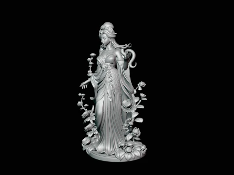 Rose Garden Lady Statue Design 3 - 3D Print Model 3D Print Model