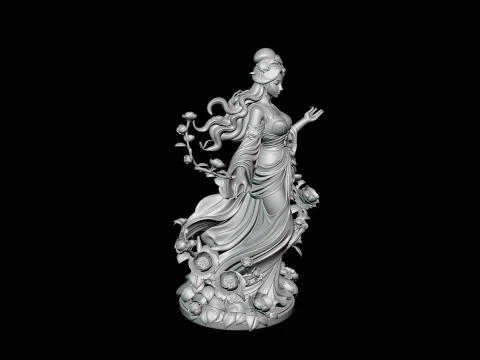 Rose Garden Lady Statue Design 3 - 3D Print Model 3D Print Model