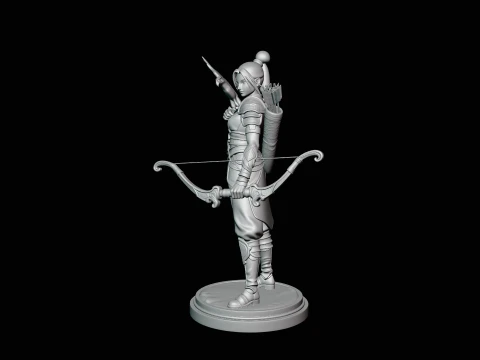 Female Archer with Eagle Statue Design 1 - 3D Print Model 3D Print Model
