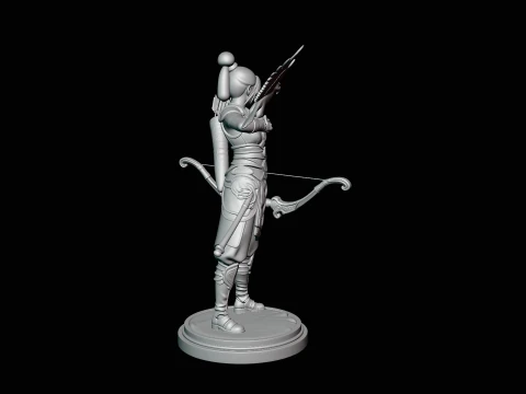 Female Archer with Eagle Statue Design 1 - 3D Print Model 3D Print Model